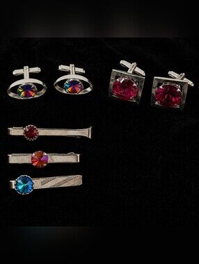 MID-CENTURY MODERN MEN’S ACCESSORY LOT CUFF LINKS NECK TIE